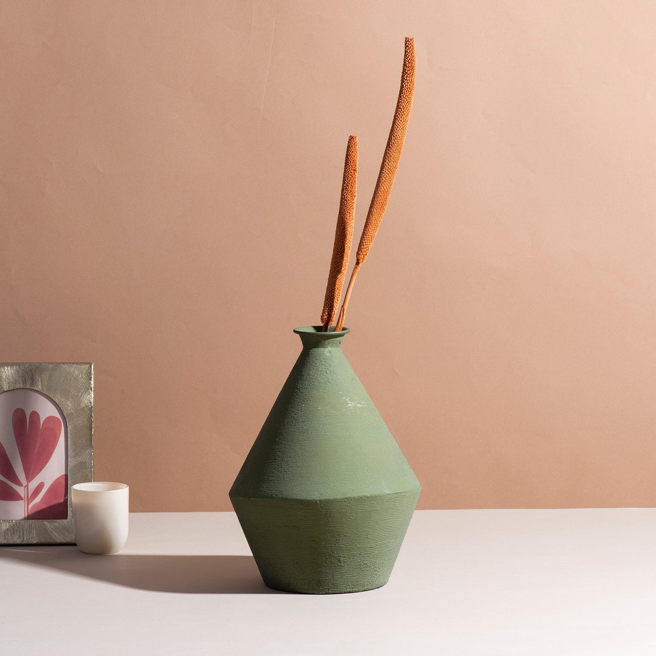Sophisticated Sage Green Metallic Vase