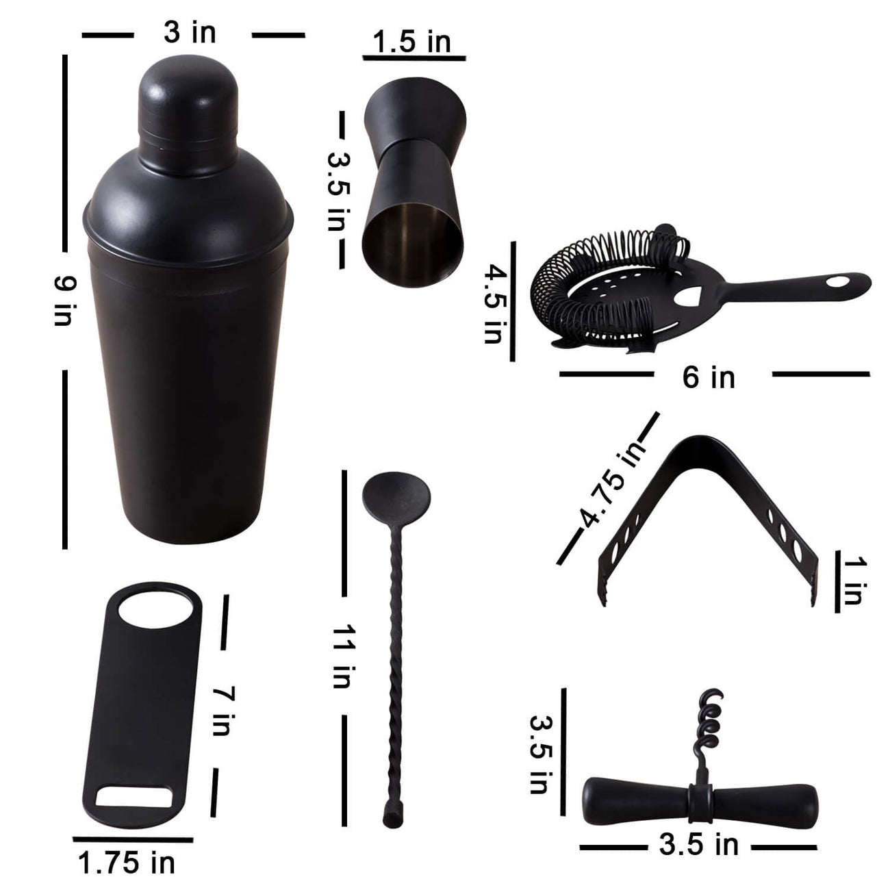 Stainless Steel Barware Set in Black color