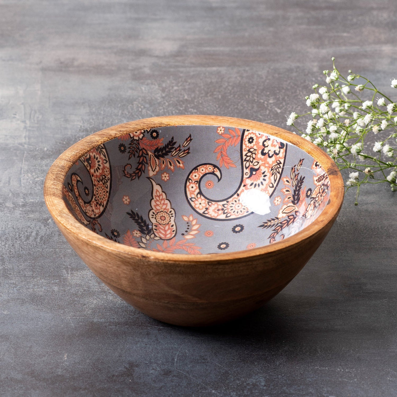 Tropical Wooden Serving Bowl