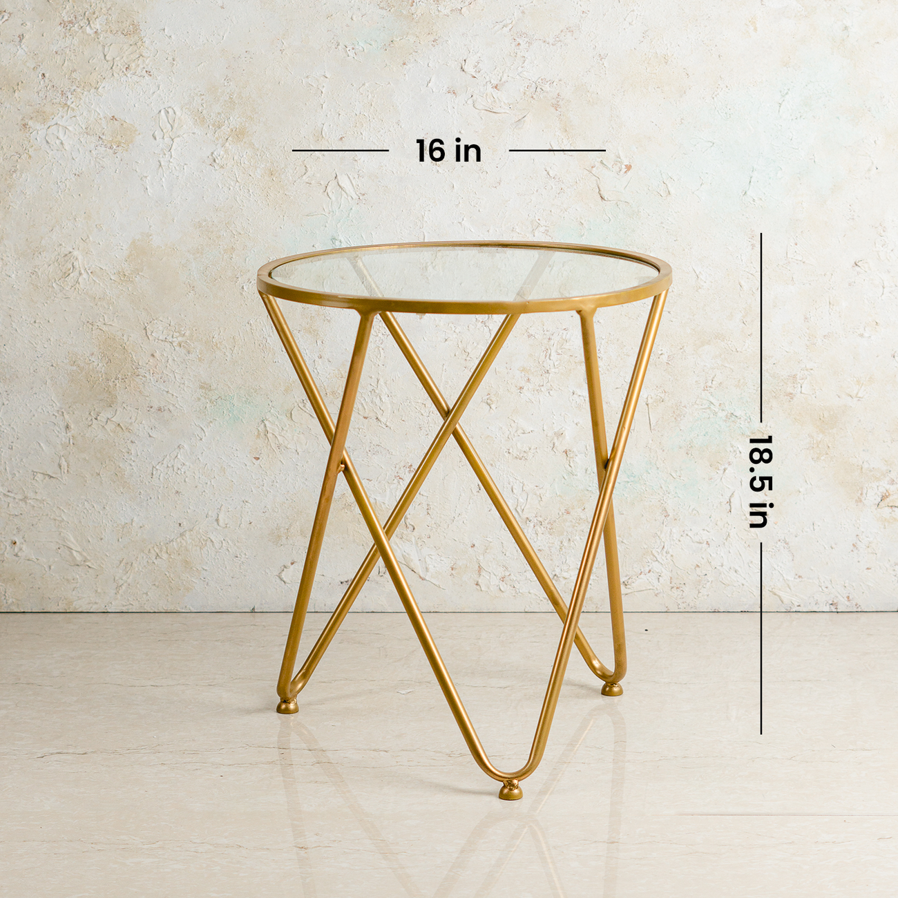 Cross Leg Side Table for Living Room | Cross Leg Glass Corner Table