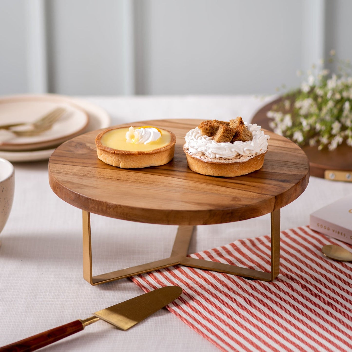 Inseparables Teak Wood Cake Stands