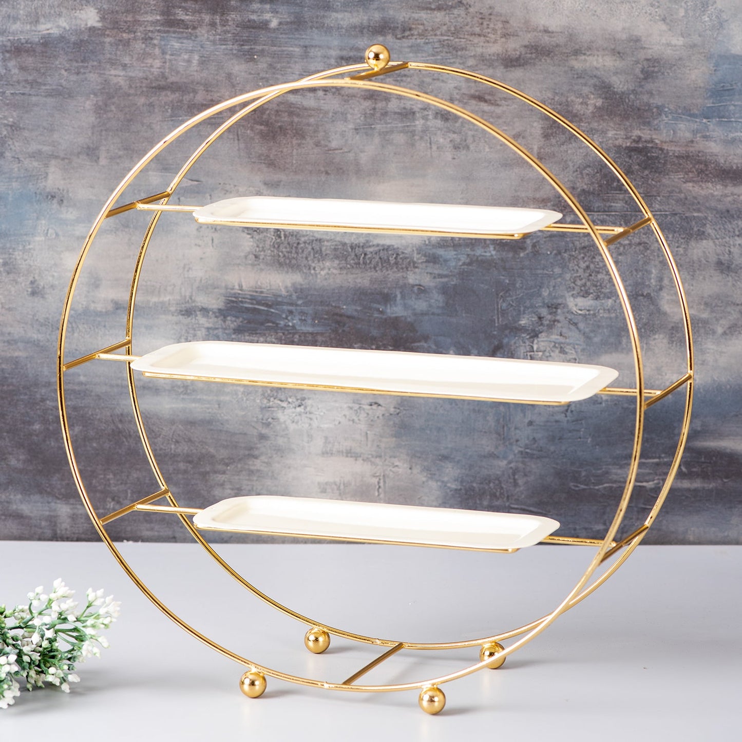 3 Tier Metallic Gold Buffet Organizer