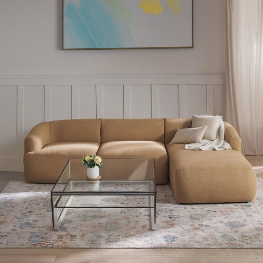 ZenLiving 3 Seater Boucle L Shaped Sofa