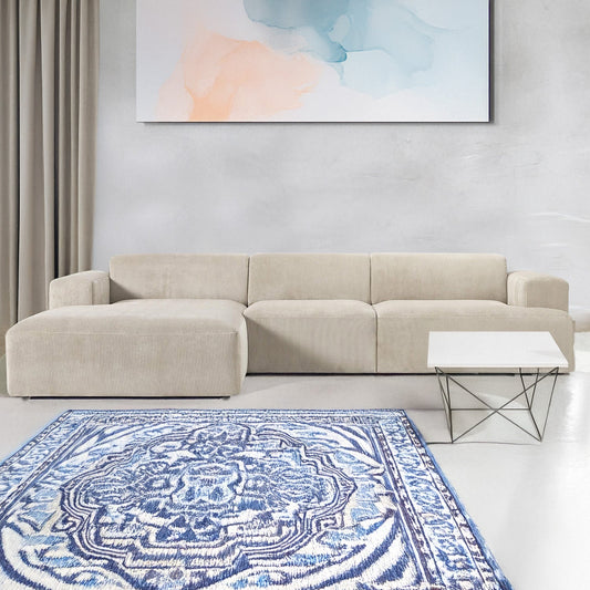 Sophisticated Comfort Corduroy 3 Seater L Shaped Sofa