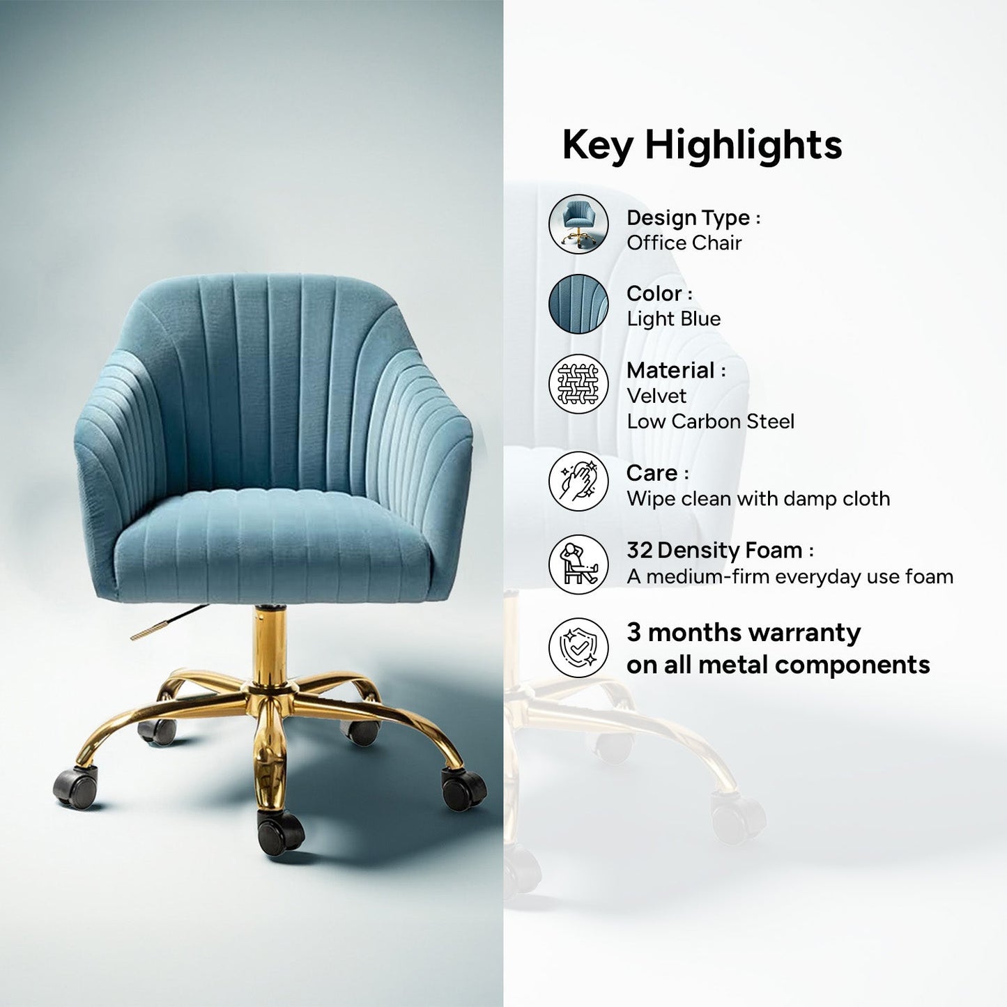 Luxurious Velvet Office Designer Chairs