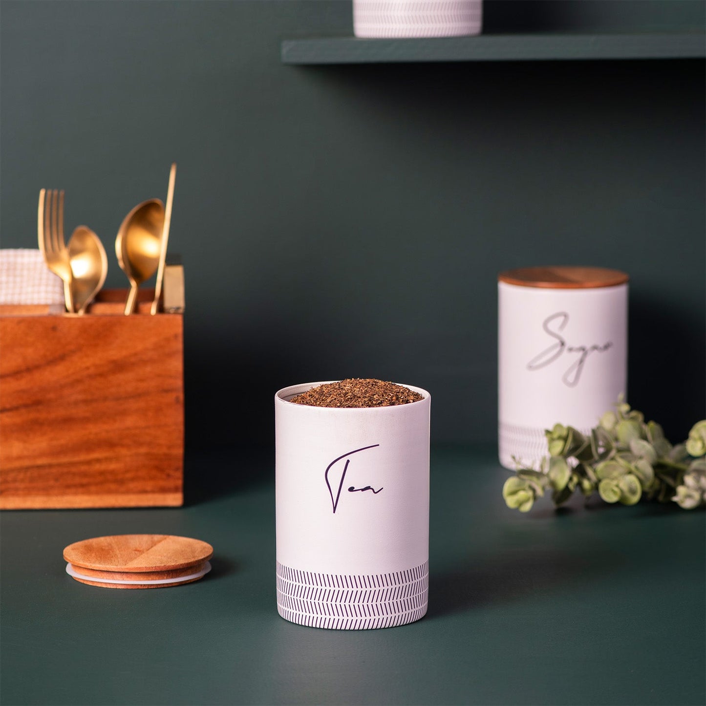 Elegant Canister & Jars Set for 3 for Tea, Coffee, Sugar