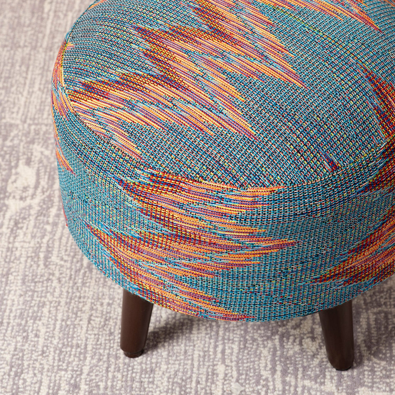 Crest Jacquard Wooden Zig Zag Ottomans