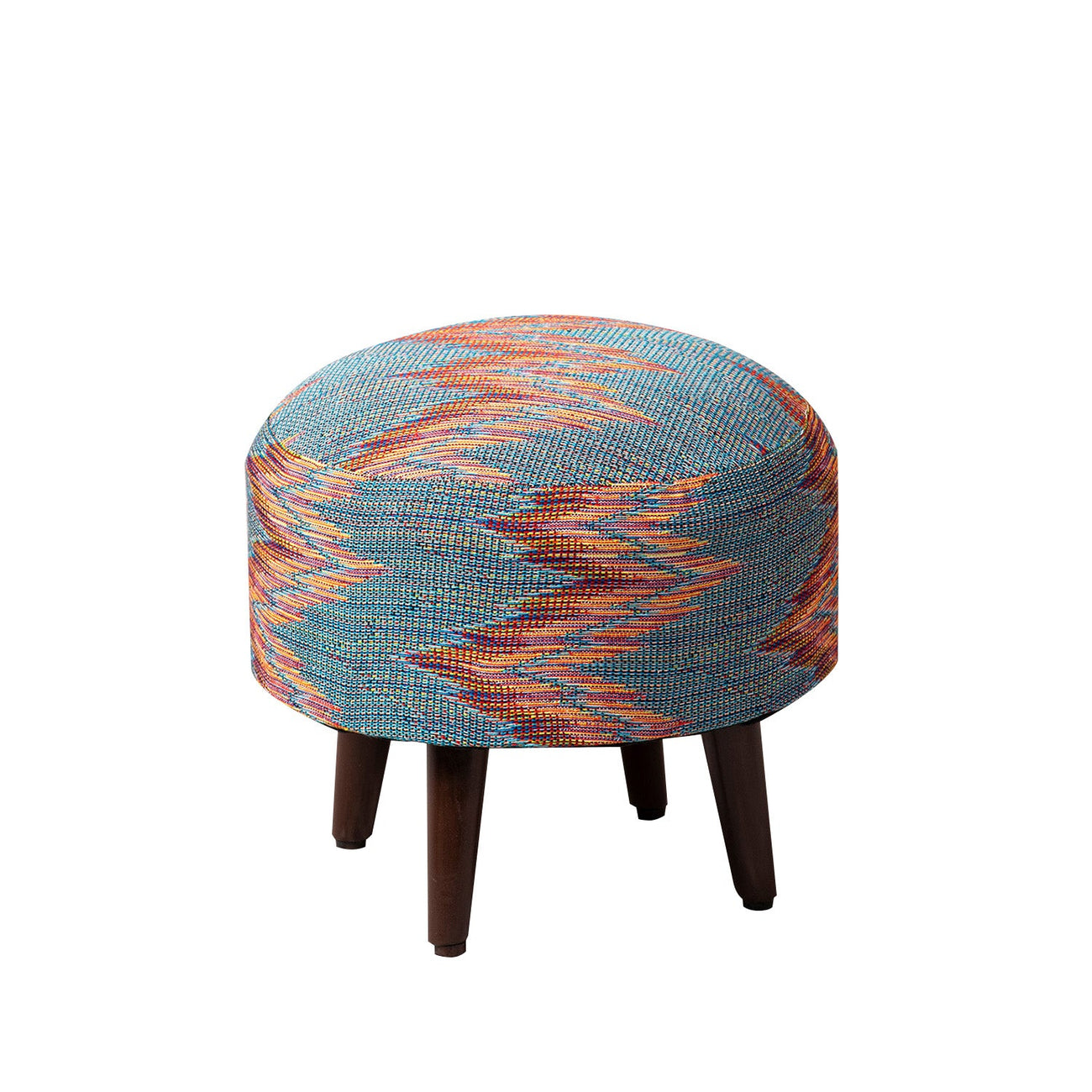 Crest Jacquard Wooden Zig Zag Ottomans