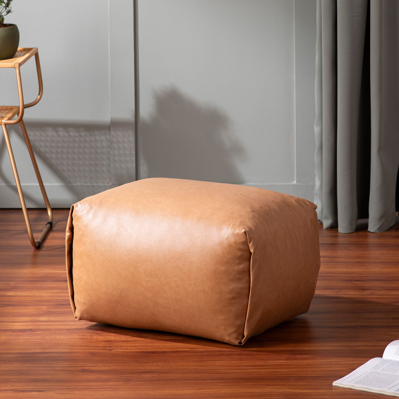 Cube Collection Faux Leather Poufs
