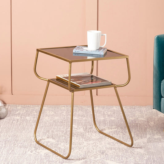 Contemporary Metallic tiered End Table