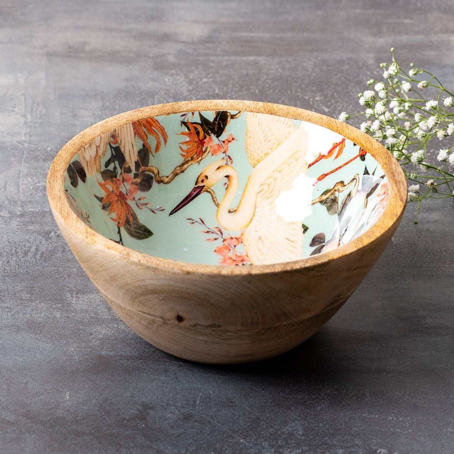 Tropical Wooden Serving Bowl